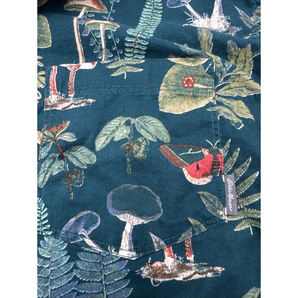 Eddie Bauer Shirt Mens X-Large Green Mushroom Nature Classic Fit Cottagecore - Picture 2 of 8